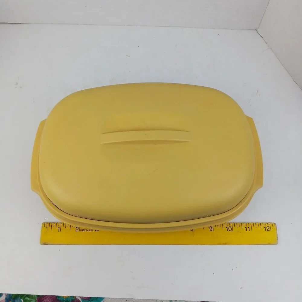 Tupperware Vegetable Fish Steamer Harvest Gold Container 1273-2 3pc